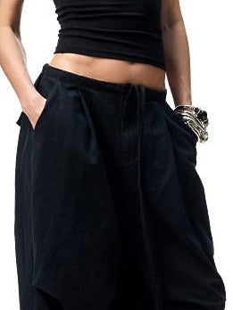 1JINN STUDIO Versatile Minimal High Waist Elastic Cotton Washed Women Wide Leg Pants