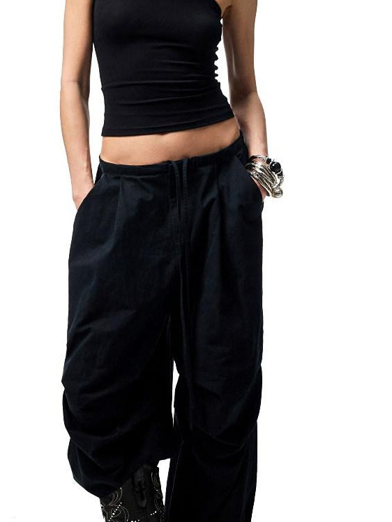 1JINN STUDIO Versatile Minimal High Waist Elastic Cotton Washed Women Wide Leg Pants