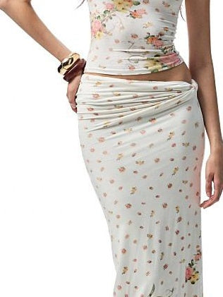 1JINN STUDIO Versatile Slim Fit Cropped Cami Women Floral Print Layering Top & Skirt Sets