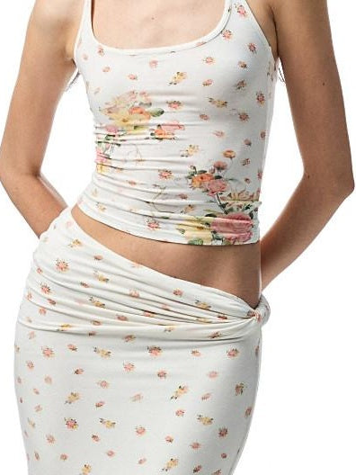 1JINN STUDIO Versatile Slim Fit Cropped Cami Women Floral Print Layering Top & Skirt Sets
