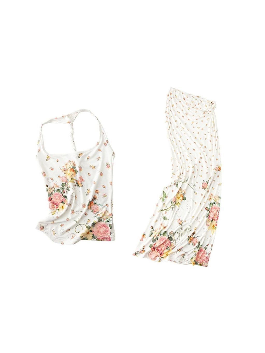 1JINN STUDIO Versatile Slim Fit Cropped Cami Women Floral Print Layering Top & Skirt Sets