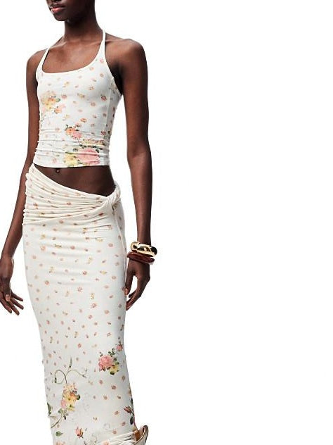1JINN STUDIO Versatile Slim Fit Cropped Cami Women Floral Print Layering Top & Skirt Sets
