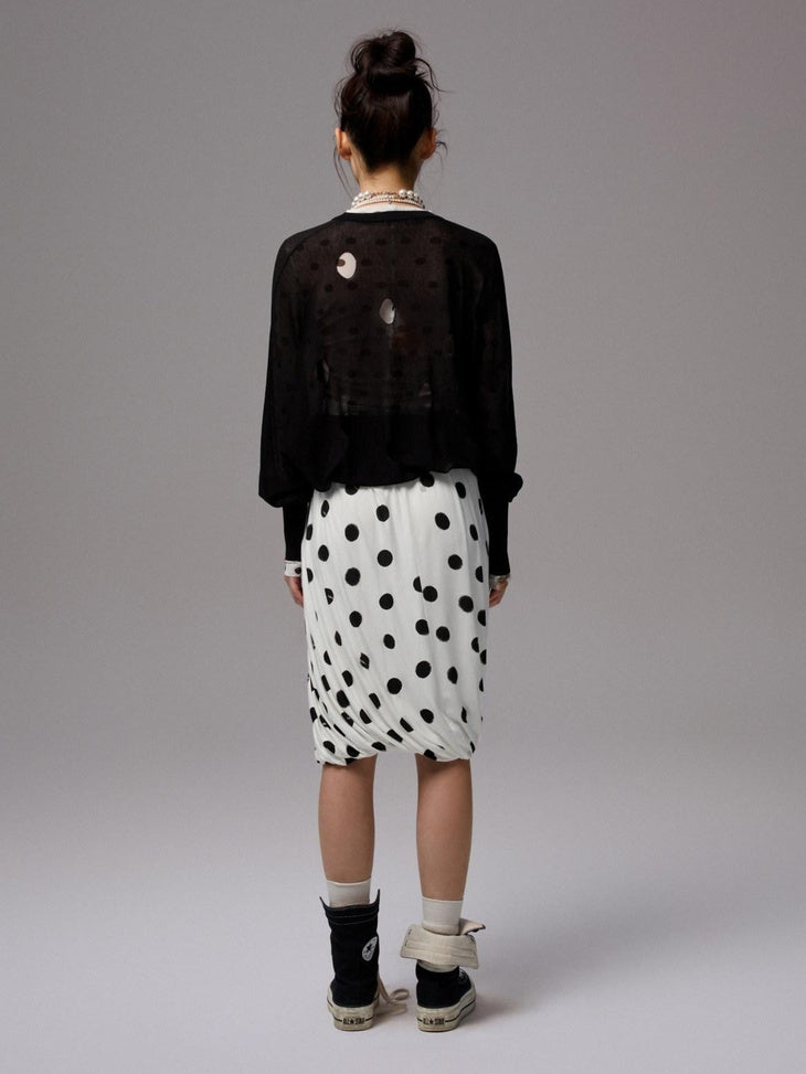1JINN STUDIO Viscose Blend Polka Dot Loose Fit Office Women Long Sleeve T-Shirts