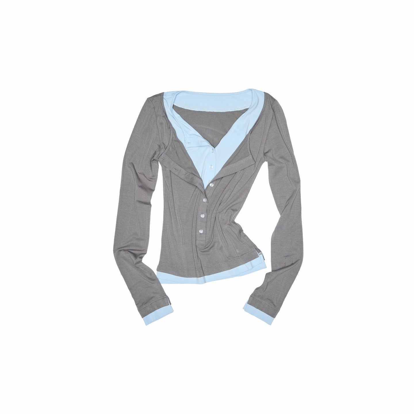 1JINN_STUDIO_Viscose_Stretch_Casual_Slim_Patchwork_Women_Colorblock_Long_Sleeve_T-Shirts_MISSTT