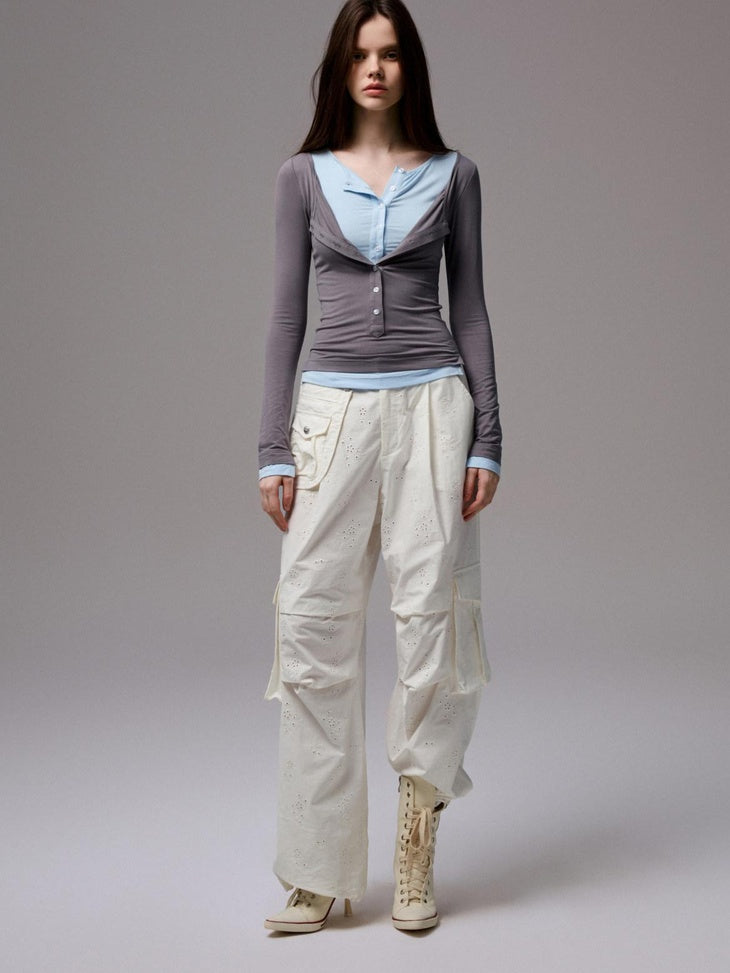 1JINN STUDIO Viscose Stretch Casual Slim Patchwork Women Colorblock Long Sleeve T-Shirts