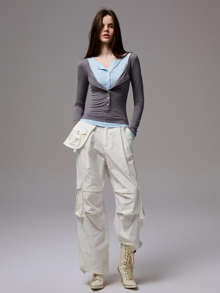 1JINN STUDIO Viscose Stretch Casual Slim Patchwork Women Colorblock Long Sleeve T-Shirts
