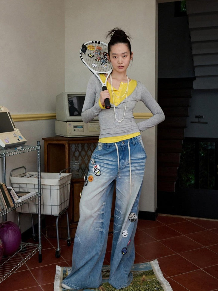 1JINN STUDIO Viscose Stretch Casual Slim Patchwork Women Colorblock Long Sleeve T-Shirts