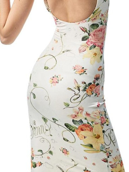1JINN STUDIO Waist Cinch Ins Style Floral Cami Sleeveless Casual Women Viscose Maxi Dresses