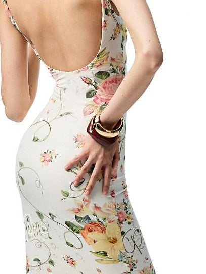 1JINN STUDIO Waist Cinch Ins Style Floral Cami Sleeveless Casual Women Viscose Maxi Dresses
