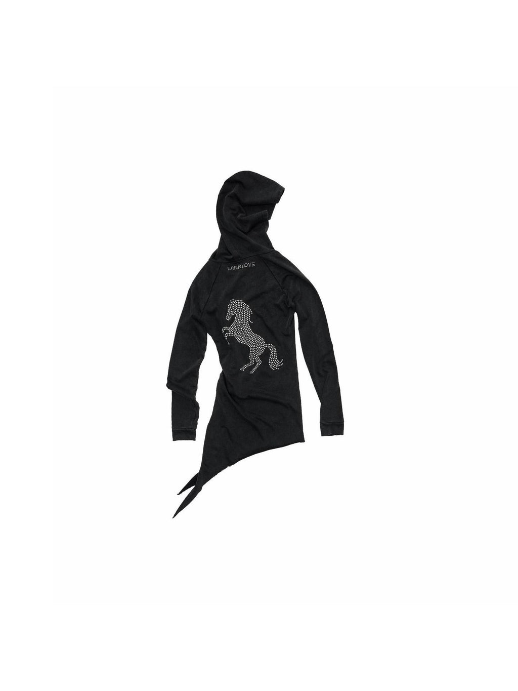 1JINN STUDIO Washed Asymmetric Loose Fit Street Style Womens Cotton Blend Pullover Hoodie