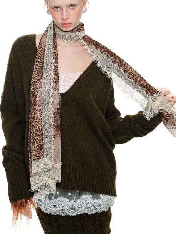 1JINN STUDIO Wool Blend V-neck Relaxed Fit Office Casual Women Long Sleeve Knit Sweaters
