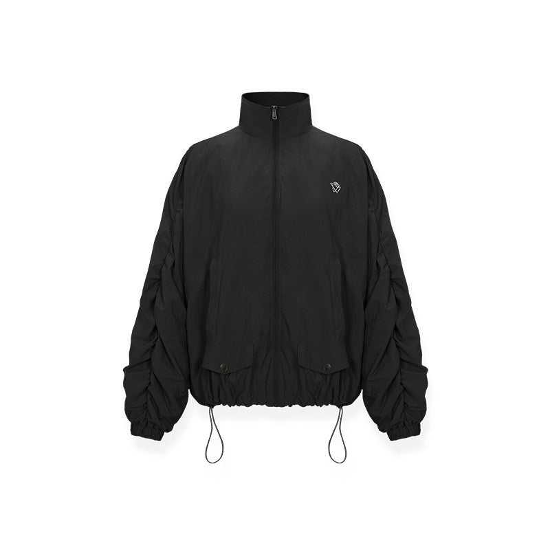 NAWSNOTAWEAR_Pleated_Detail_Loose_Fit_Commuter_Nylon_Zip_Front_Turndown_Collar_Bomber_Jackets_MISSTT
