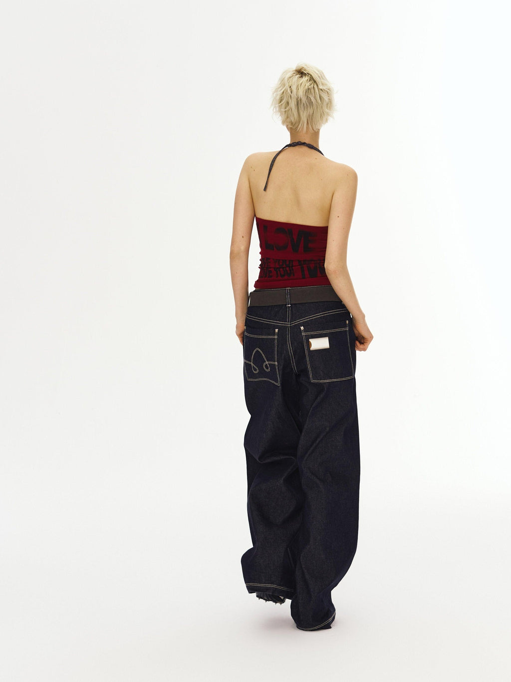 DeleteEx Dark Indigo Original Denim Relaxed Natural Waist Loose Casual Wide Leg Jeans