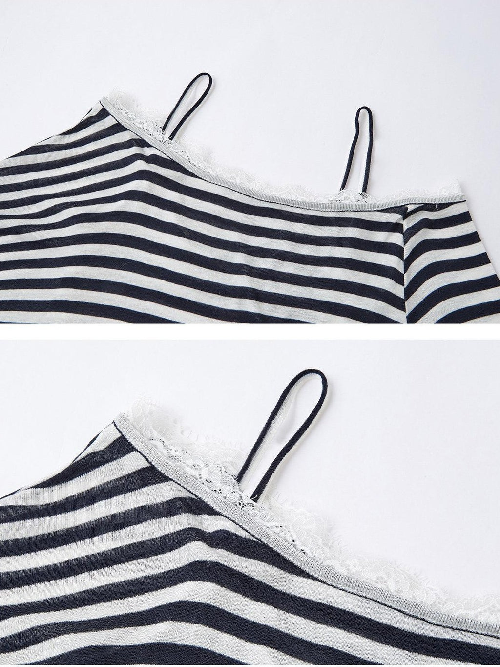 SOMESOWE Lyocell Blend Oversized Commuter Creative Navy Striped Women Long Sleeve T-Shirts