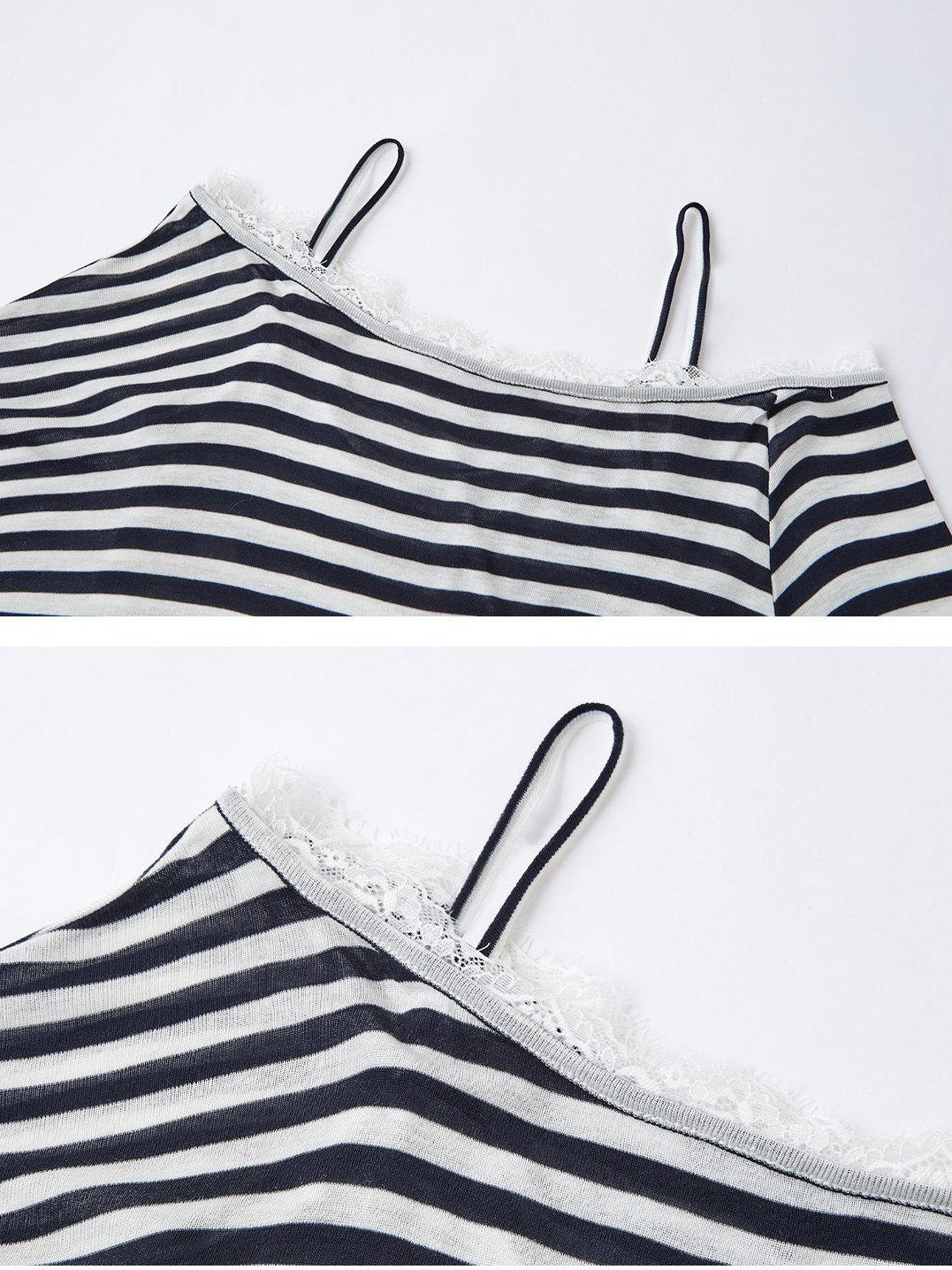 SOMESOWE Lyocell Blend Oversized Commuter Creative Navy Striped Women Long Sleeve T-Shirts