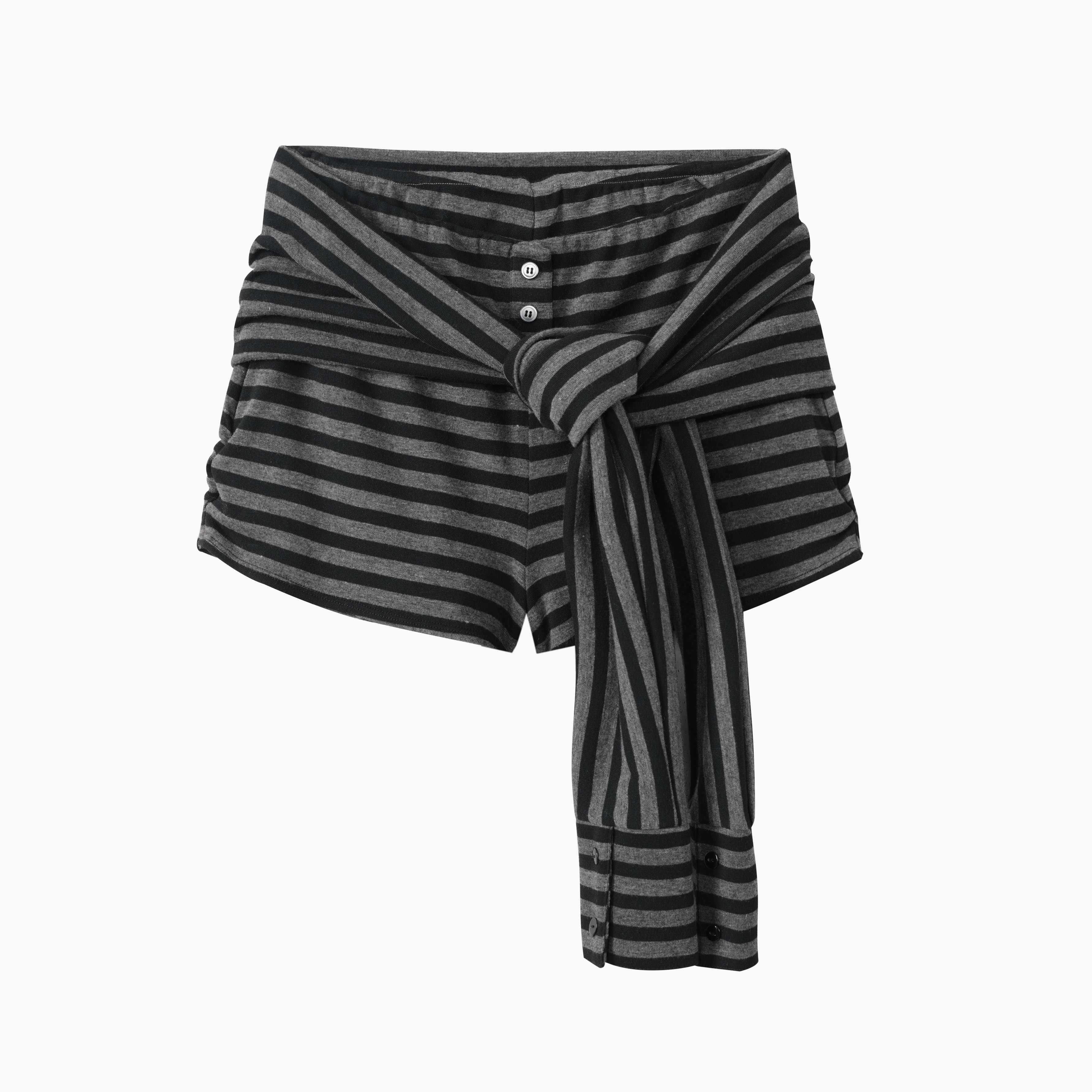 DeleteEx_Stretch_Natural_Waist_Slim_Fit_Chic_Women_Everyday_Brown_Dark_Gray_Mini_Shorts_MISSTT