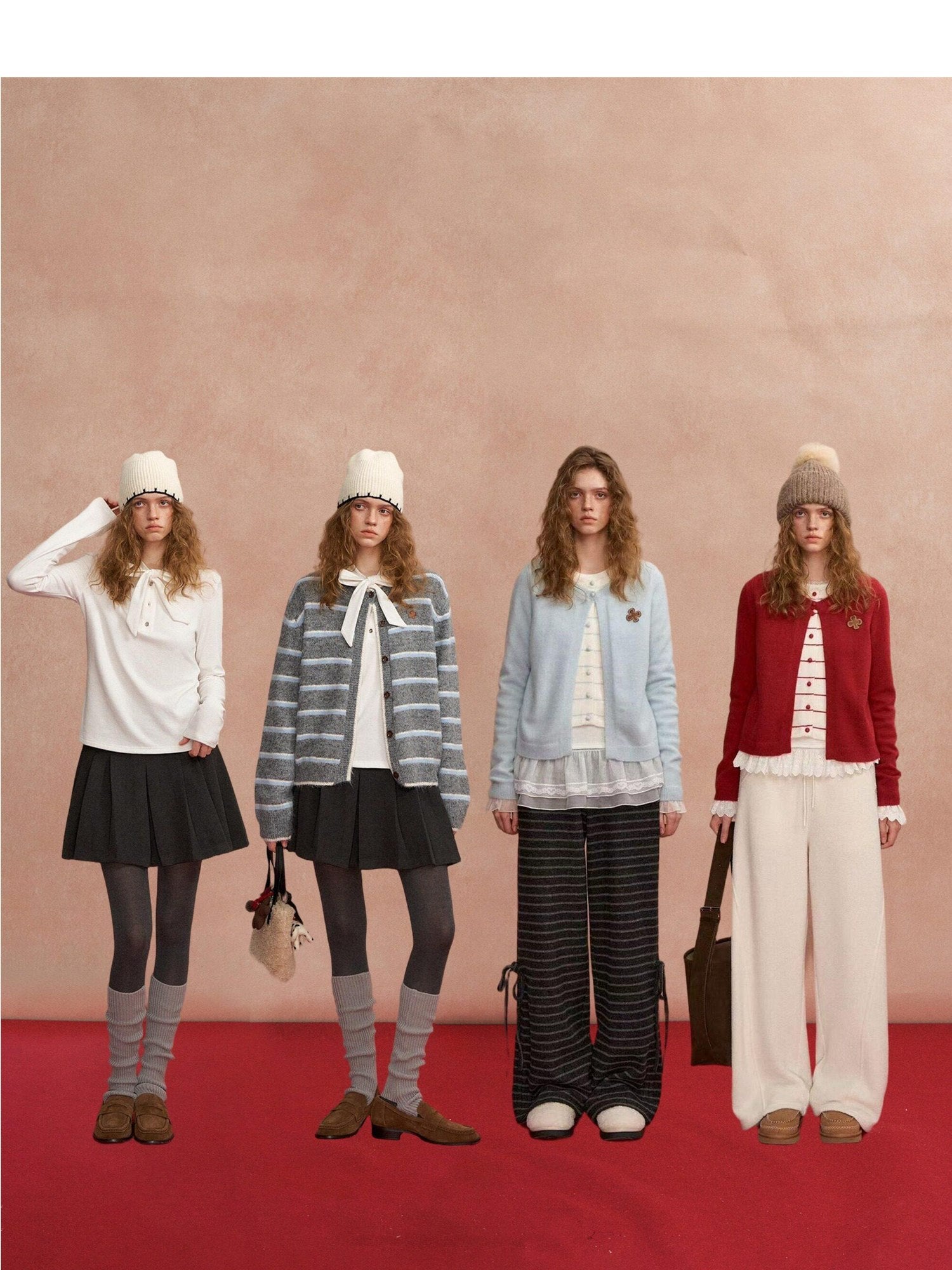 SOMESOWE Vintage Striped Tie Waist Knit V-neck Long Sleeve Casual Regular Women Cardigans