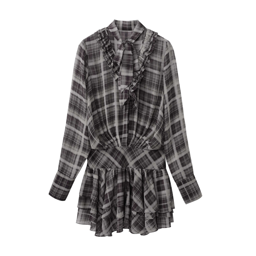 DeleteEx_Chic_Vintage_Asymmetrical_V-neck_Slim_Long_Sleeve_Plaid_Citywalk_Mini_Dresses_MISSTT