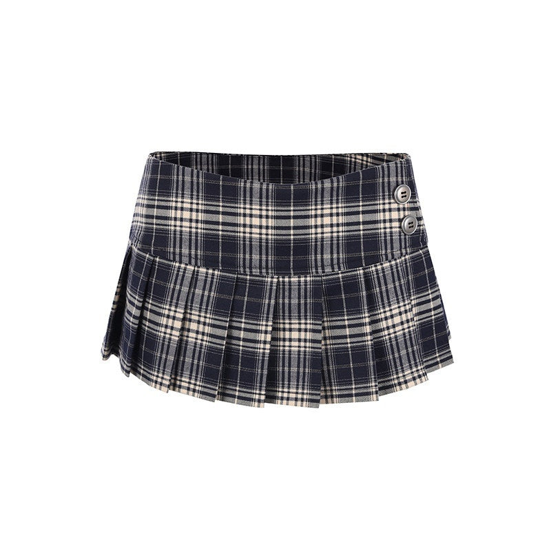 DeleteEx_Stretch_Plaid_High_Waist_A_Line_Casual_Schoolgirl_Women_Mini_Skirts_MISSTT