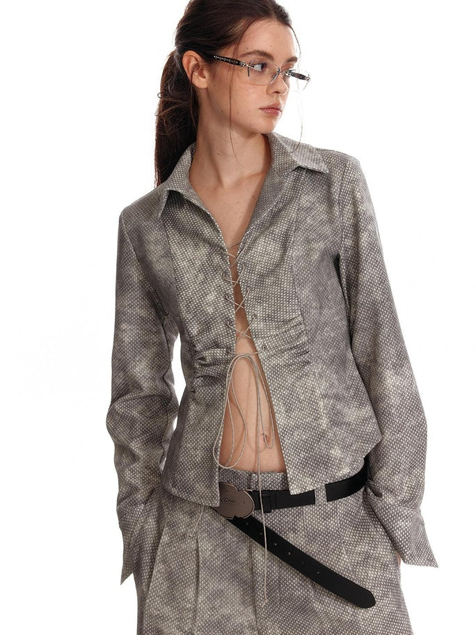 ALINNVSTUDIO Button Down Collar Long Sleeve Tailored Long Pants Youth Top & Pants Sets