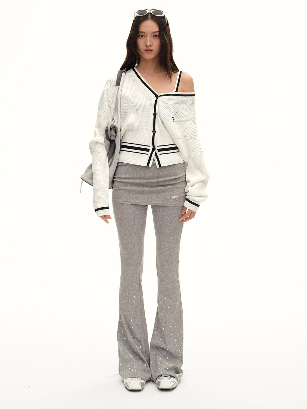 NAWSNOTAWEAR Lyocell Blend Soft Durable Contrast Stripe V-neck Casual Women Cardigans