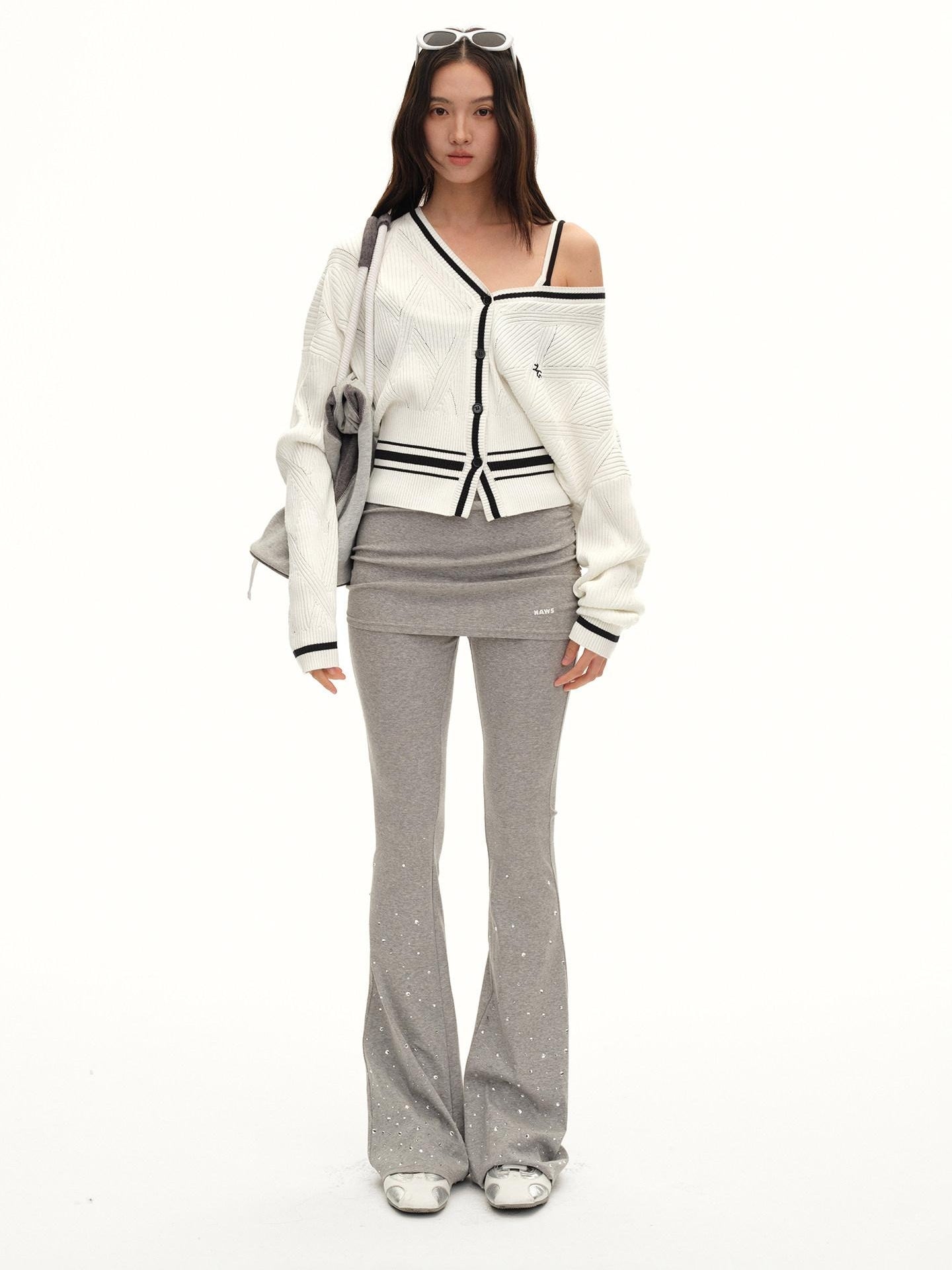 NAWSNOTAWEAR Lyocell Blend Soft Durable Contrast Stripe V-neck Casual Women Cardigans