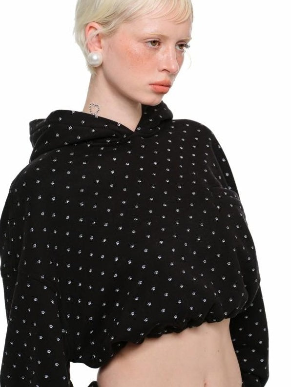 1JINN STUDIO Four Piece Set Loose Cropped Casual Women Polka Dot Animal Print Zip Hoodies
