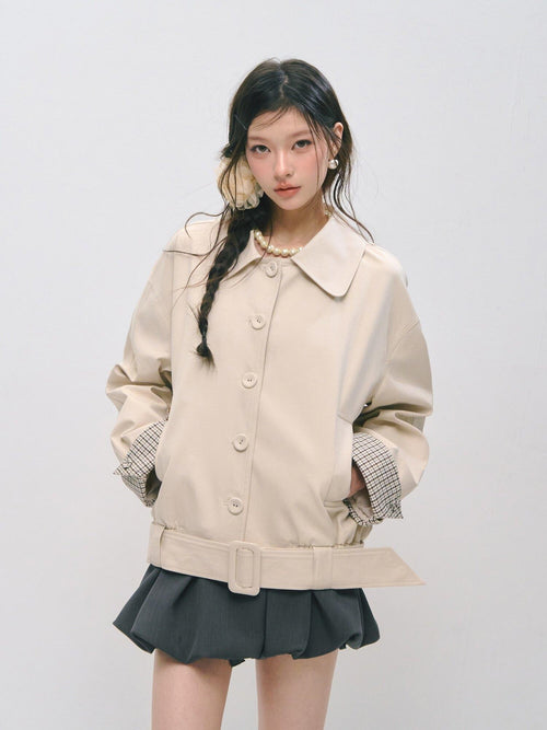 SOMESOWE Cotton Lyocell Blend Casual Relaxed Fit Women Button Ivory Trench Coats
