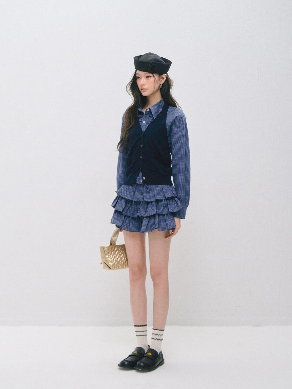 SOMESOWE Sexy Plaid High Waist Ruffle Patchwork Women Two Piece Mini Skirts