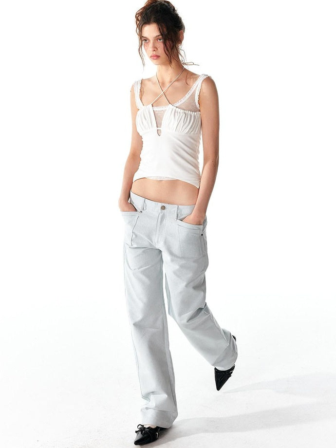 ALINNVSTUDIO Ultra Soft Modal Stretch Lace Trim Slim Fit Short Pullover Women Camisoles