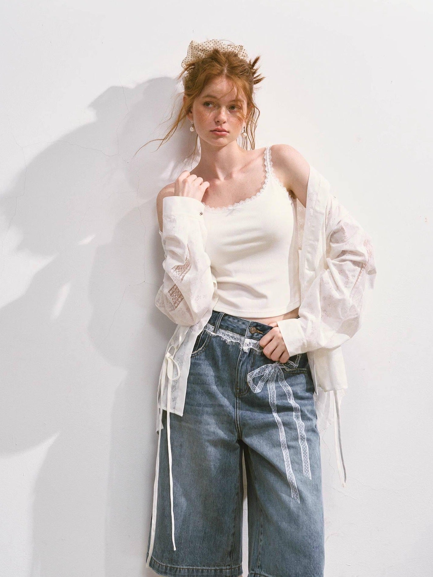 SOMESOWE Soft Washed Cotton Stretch Casual Straight Natural Waist Women Blue Denim Shorts