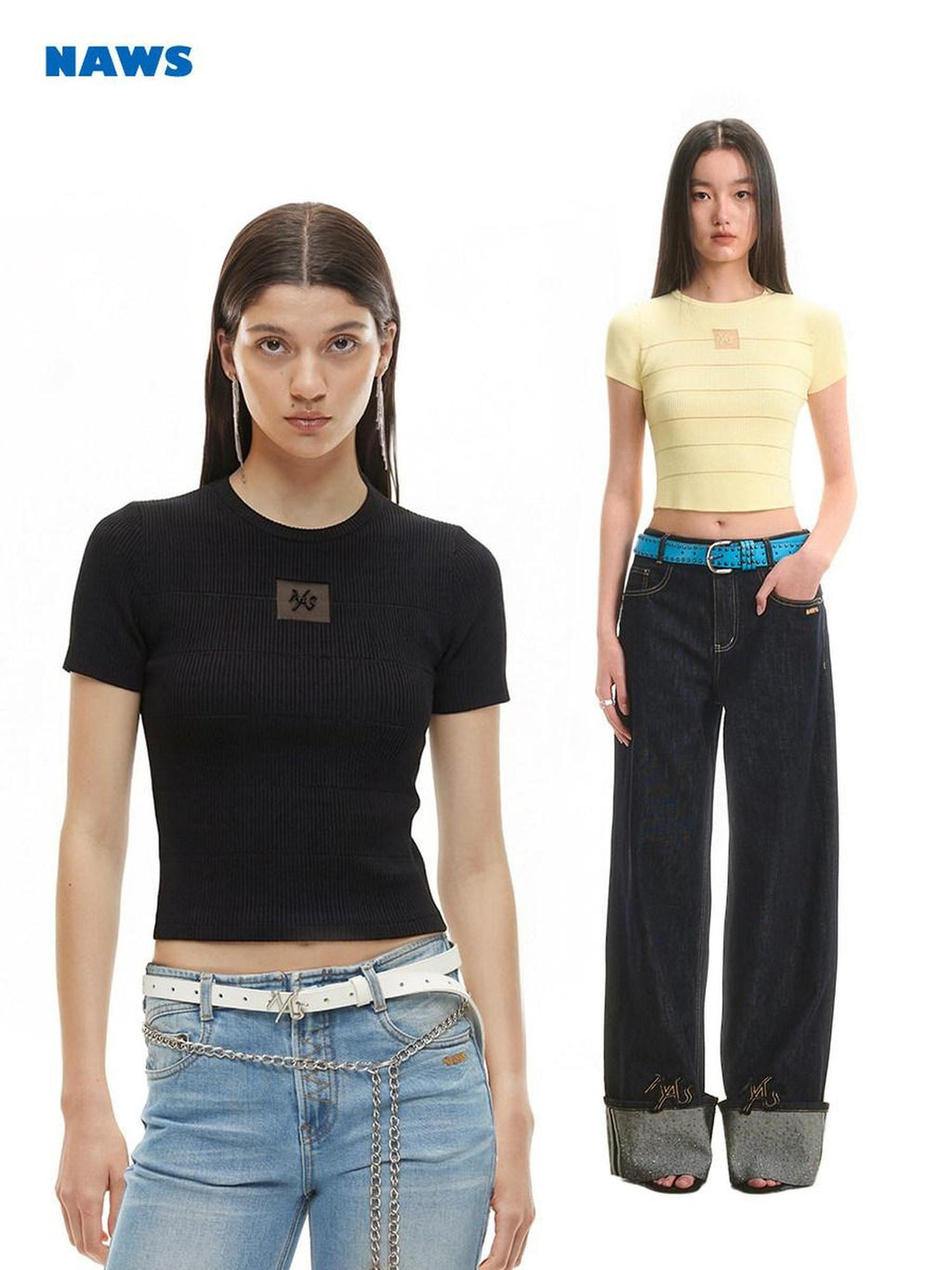 NAWSNOTAWEAR Thin Knit Slim Fit Solid Polo Collar Casual Women Pastel Shades Basic Crop Tops