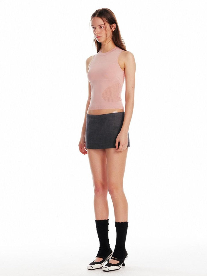 ALINNVSTUDIO Asymmetric Slim Commuter Office Solid Color Sleeveless Pink Black Tank Tops