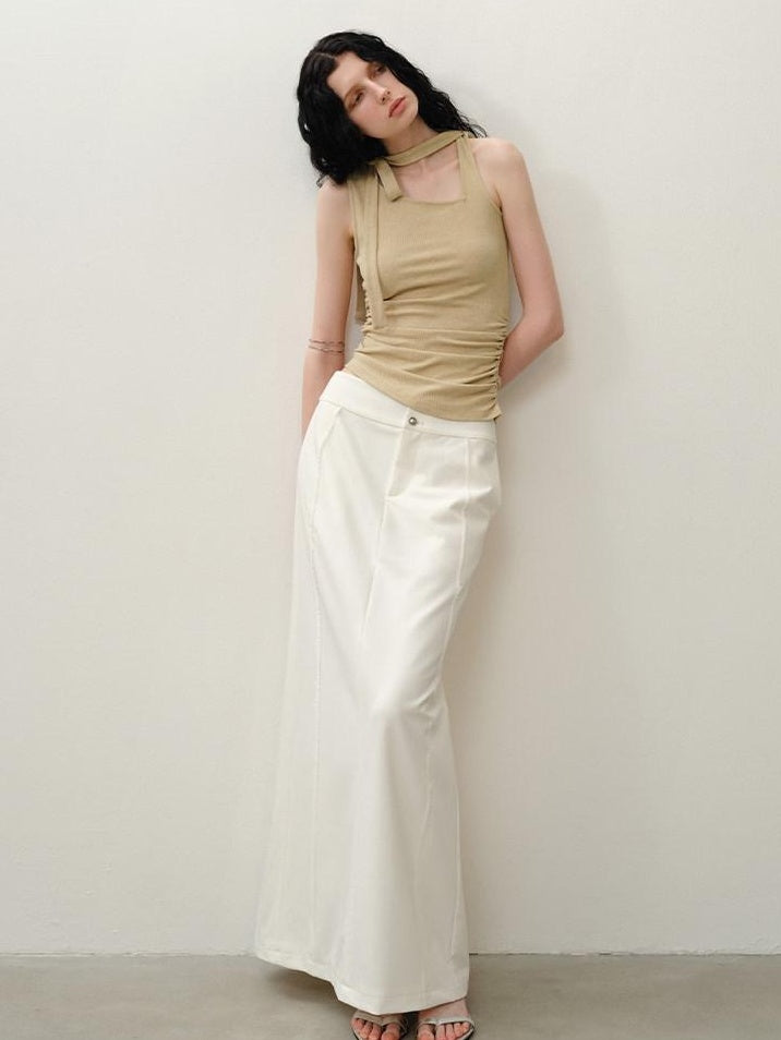 someonesometimes Asymmetric Original Design Slim Fit Viscose Blend Strappy Solid Tank Tops