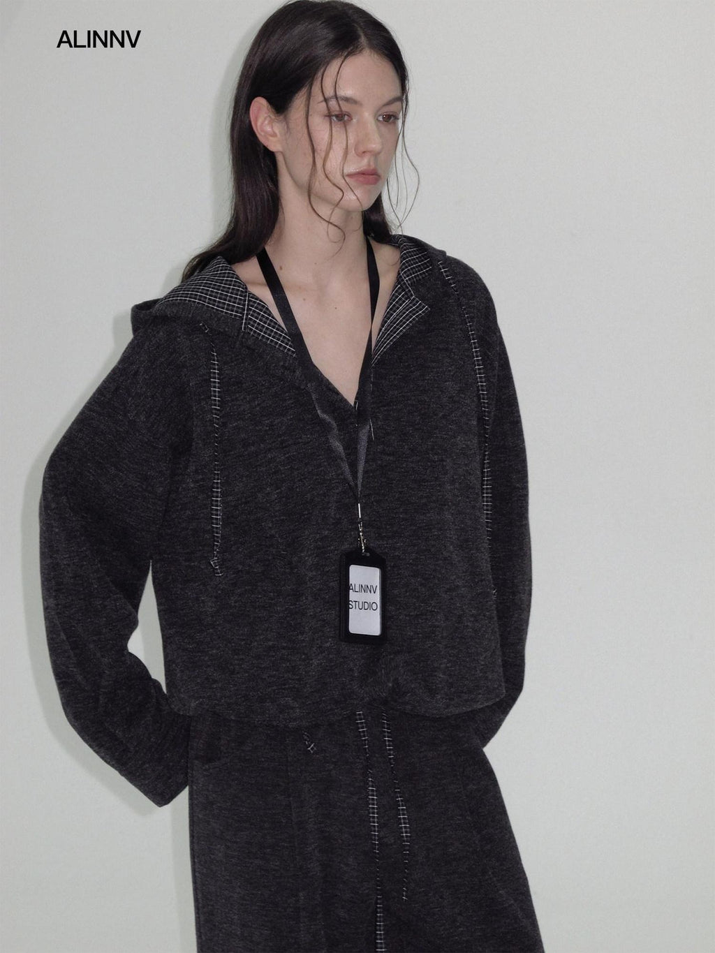 ALINNVSTUDIO Soft Brushed Relaxed Fit Grey Hoodie Jogger Casual Athleisure Top & Pants Sets