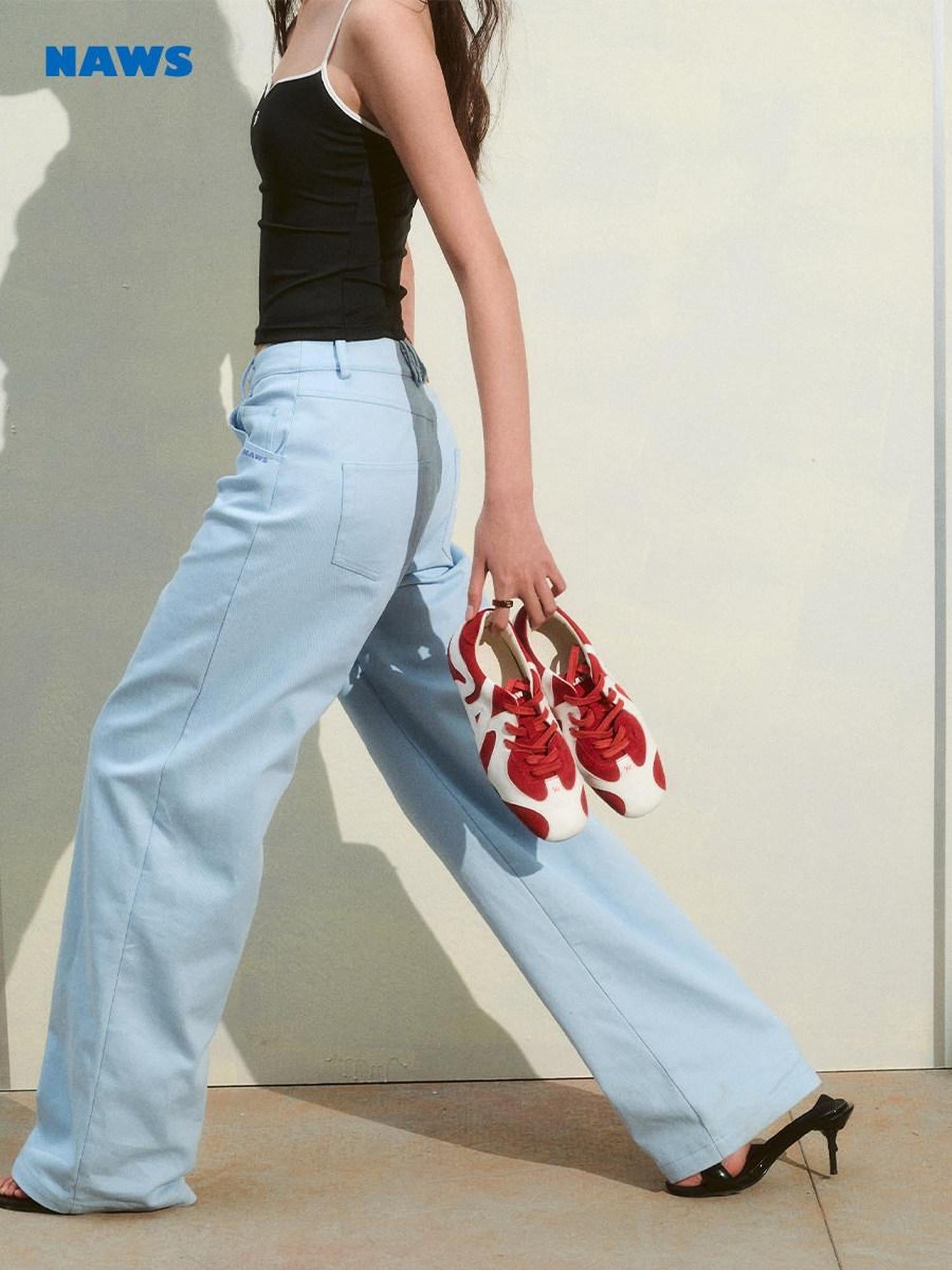 NAWSNOTAWEAR 100 Percent Cotton Minimalist Casual Natural Waist Loose Women Straight Pants