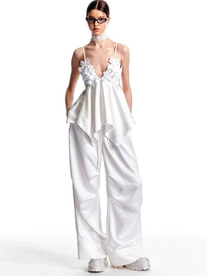 ALINNVSTUDIO Minimalist Original Straight Silhouette Natural Waist Black White Wide Leg Pants