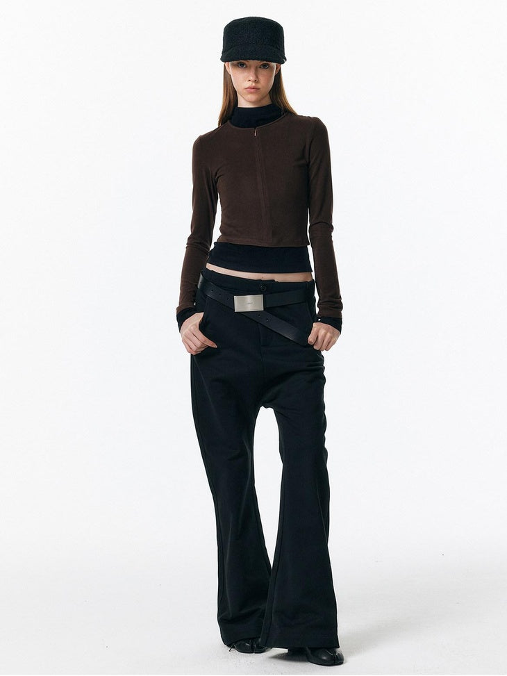 ALINNVSTUDIO Asymmetric Versatile Slight Flare Slim Natural Waist Casual Sweatpants