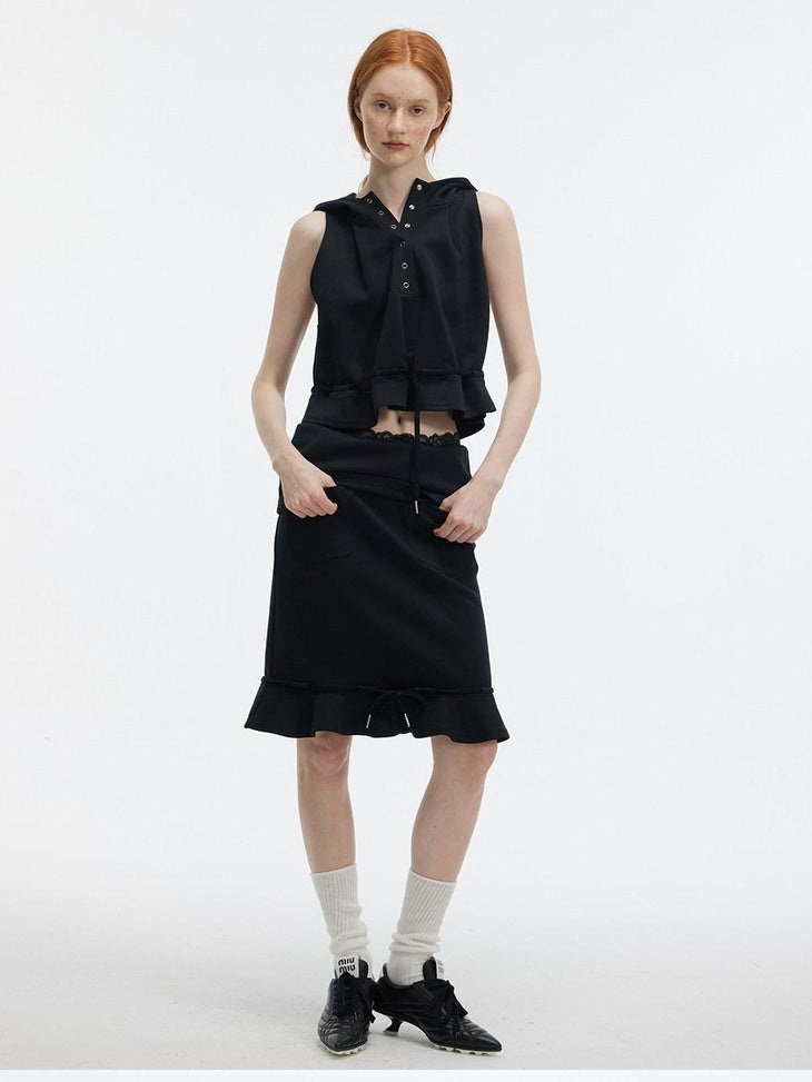 ALINNVSTUDIO Versatile Cropped Spaghetti Strap Solid Black Gray For Young Women Tank Tops