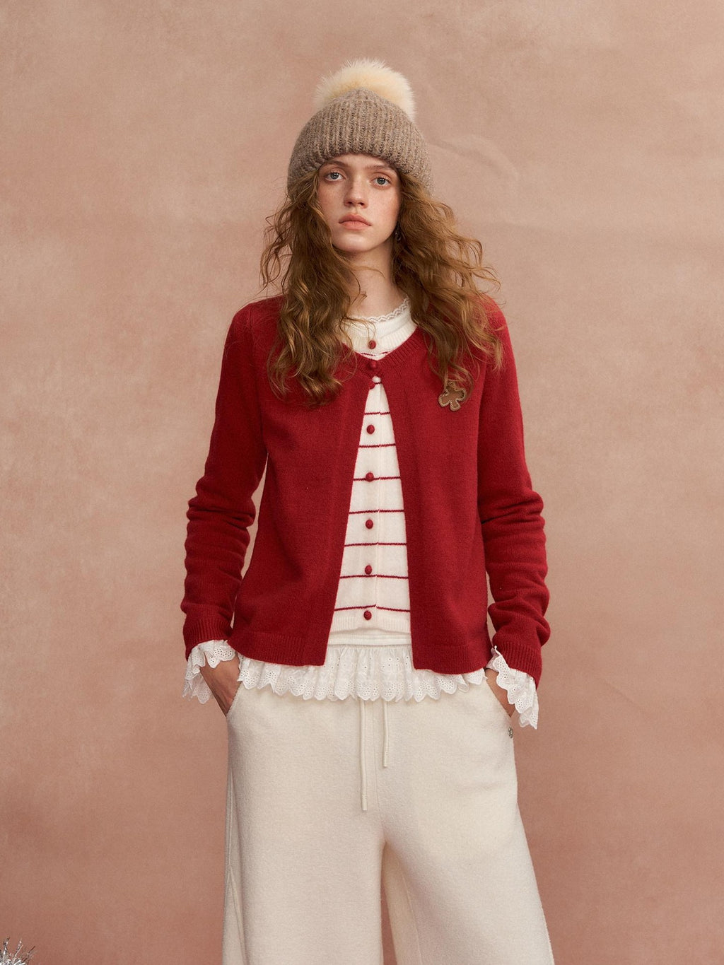 SOMESOWE Vintage Striped Tie Waist Knit V-neck Long Sleeve Casual Regular Women Cardigans