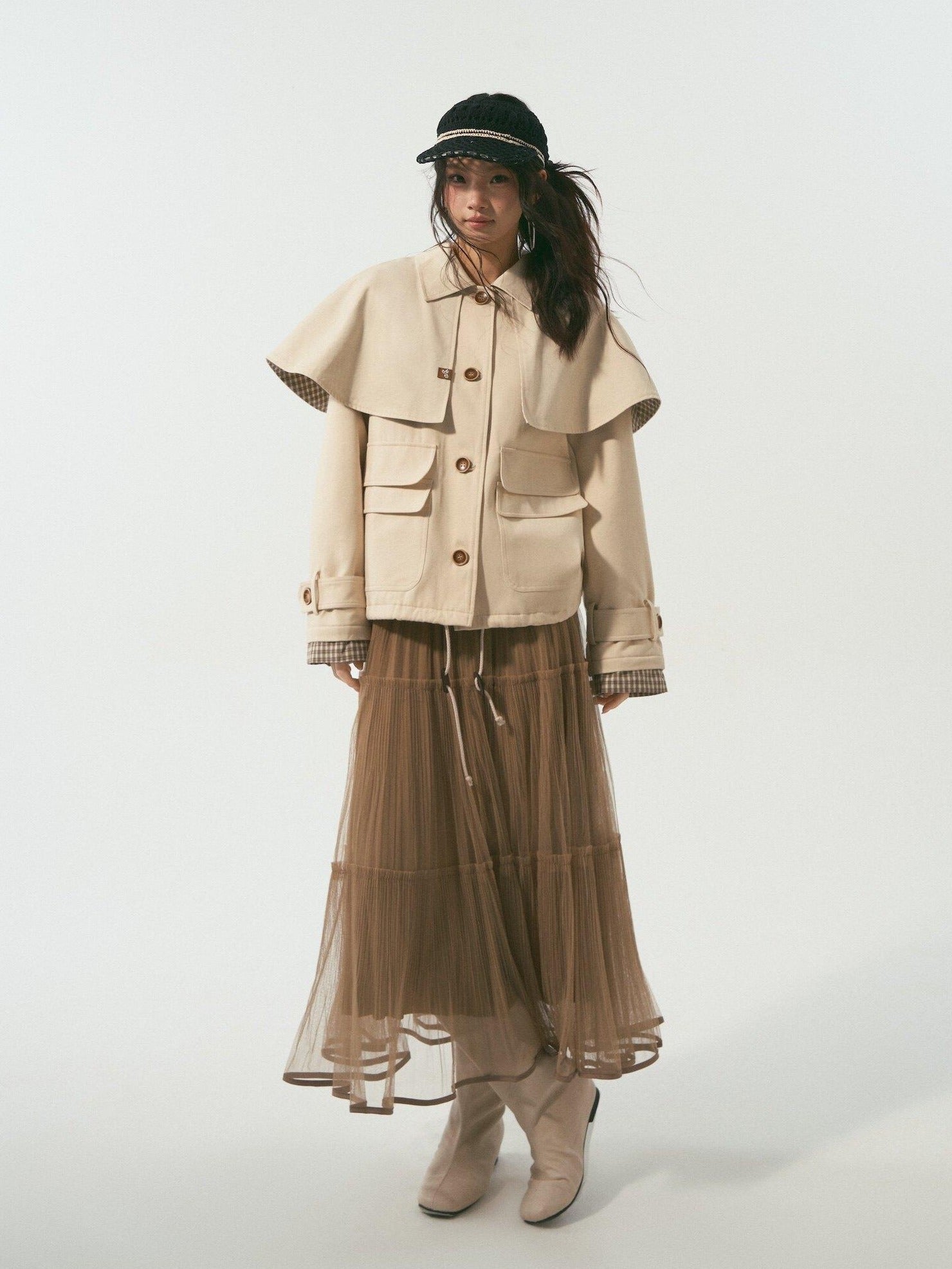 SOMESOWE Cotton Lyocell Lined Loose Casual Shirt Collar Button Trench Coats