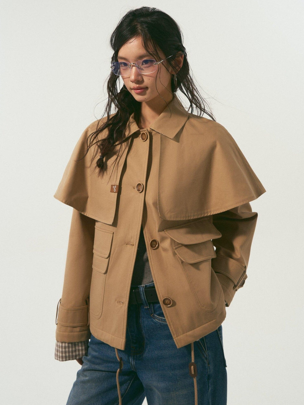 SOMESOWE Cotton Lyocell Lined Loose Casual Shirt Collar Button Trench Coats