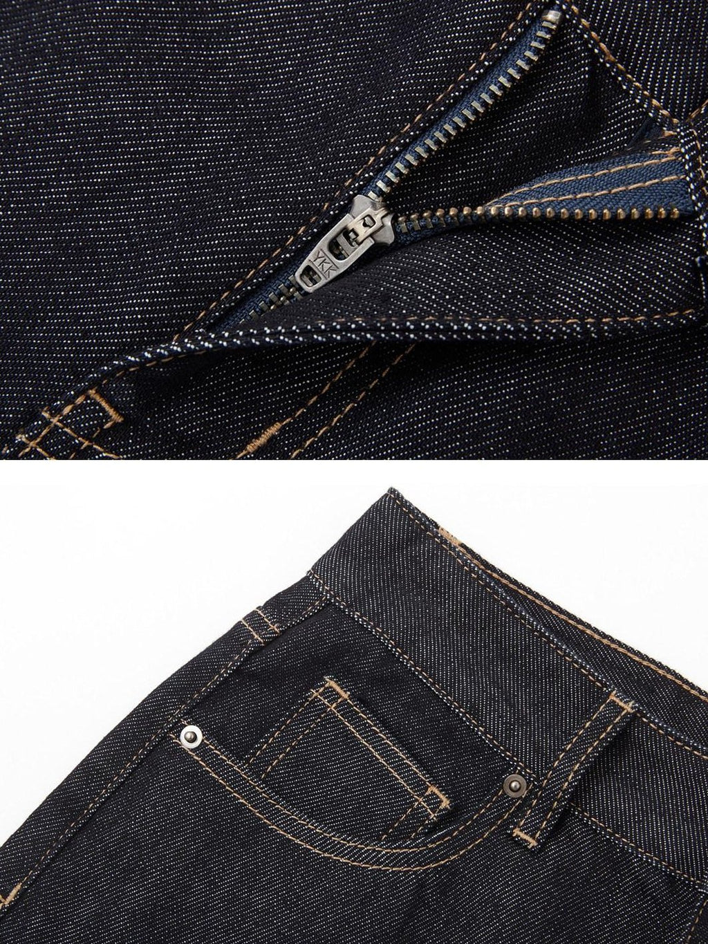SOMESOWE Minimalist Straight Natural Waist Button Fly Deep Blue Stretch Denim Shorts