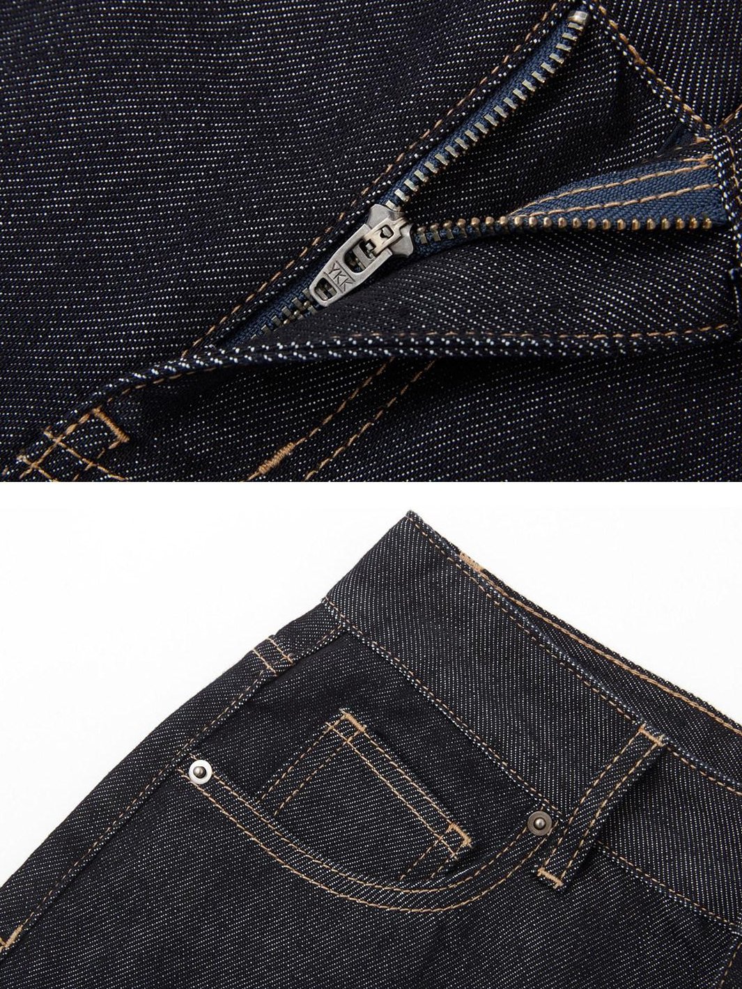 SOMESOWE Minimalist Straight Natural Waist Button Fly Deep Blue Stretch Denim Shorts