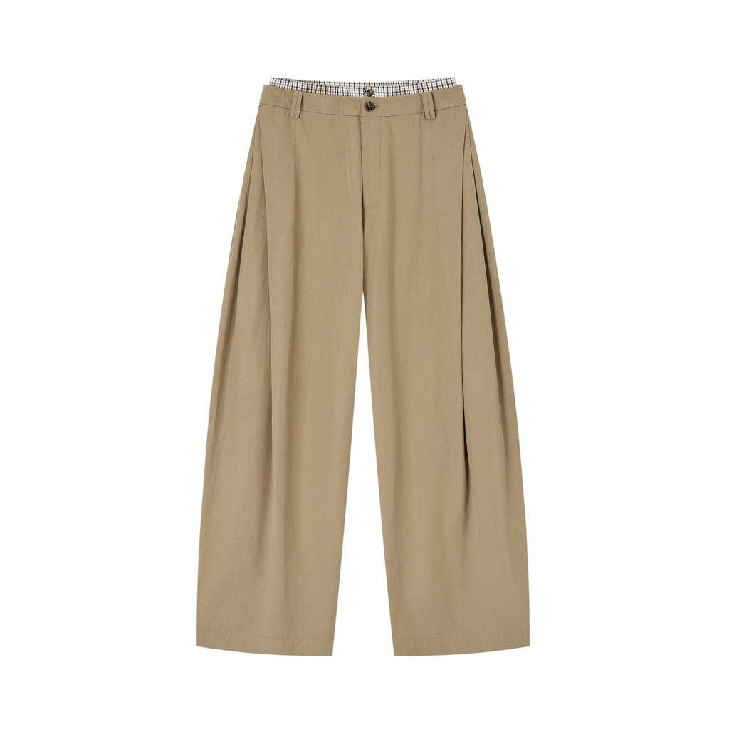 SOMESOWE_Drawstring_Pocket_Relaxed_Natural_Waist_Women_Solid_Khaki_Grey_Wide_Leg_Pants_MISSTT