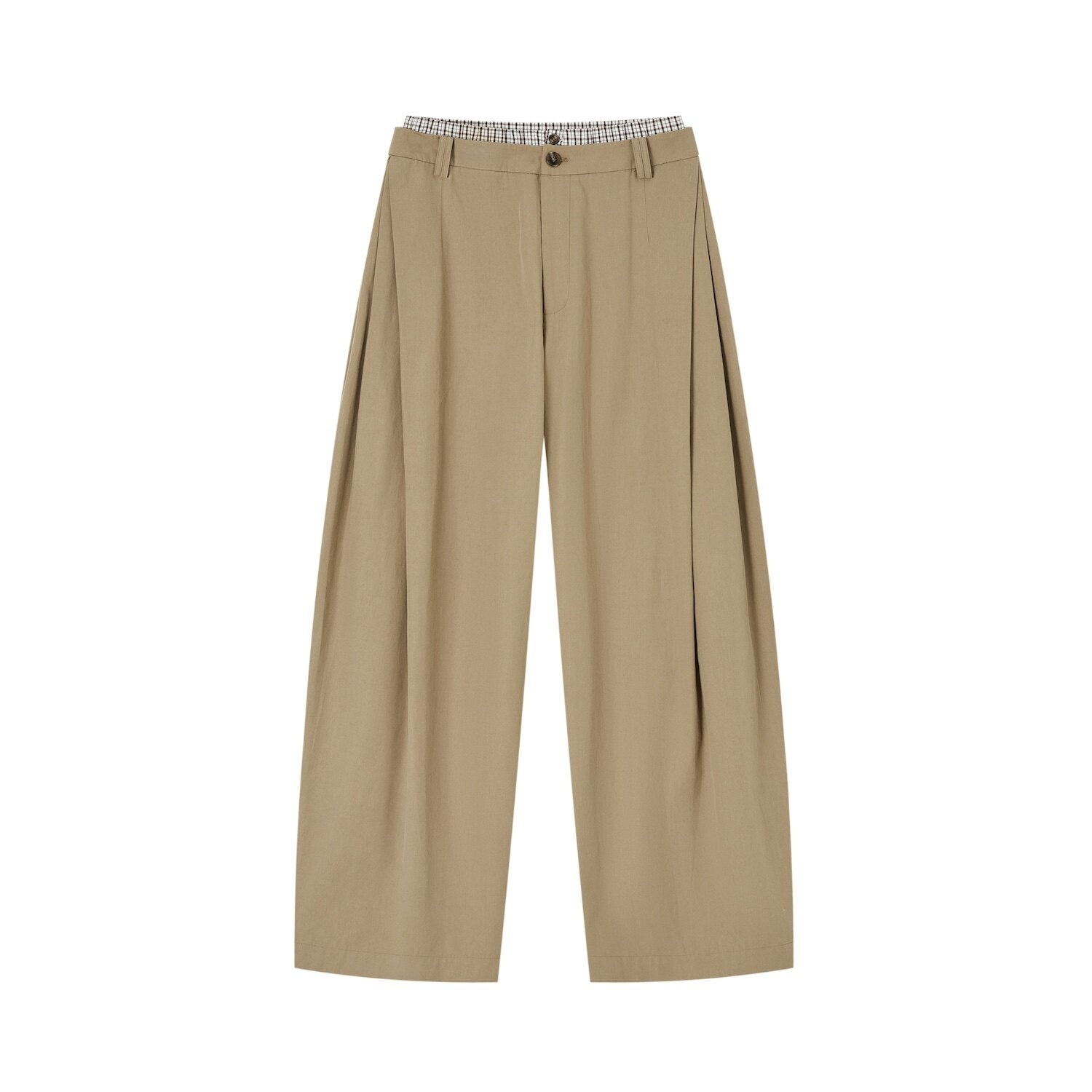 SOMESOWE_Drawstring_Pocket_Relaxed_Natural_Waist_Women_Solid_Khaki_Grey_Wide_Leg_Pants_MISSTT