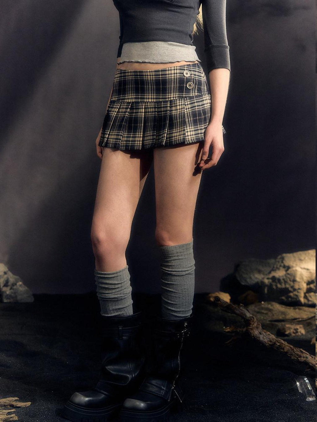 DeleteEx Stretch Plaid High Waist A Line Casual Schoolgirl Women Mini Skirts