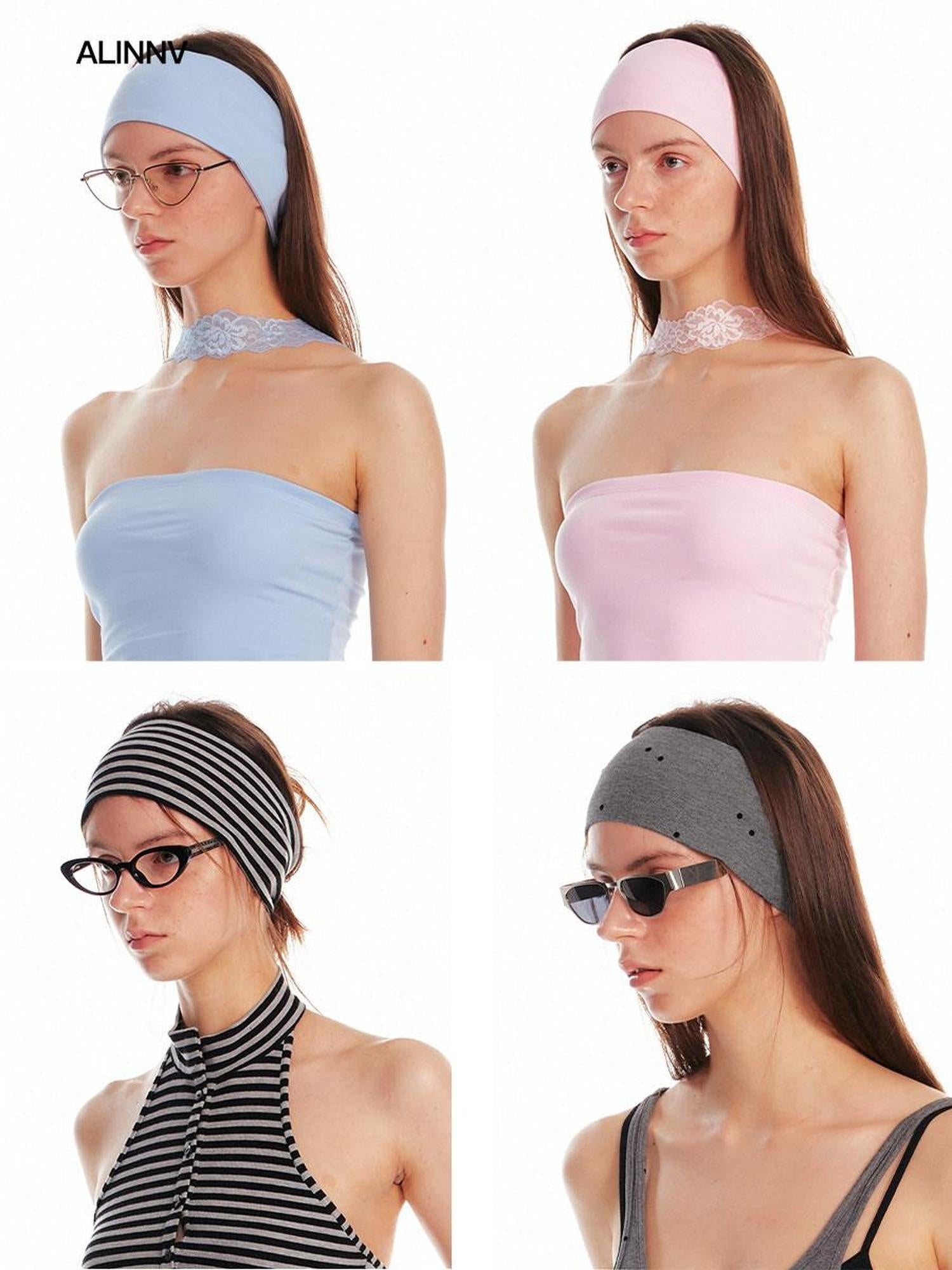 ALINNVSTUDIO Non Slip Striped Multicolor Elastic Scrunchies For Women Hair Accessories