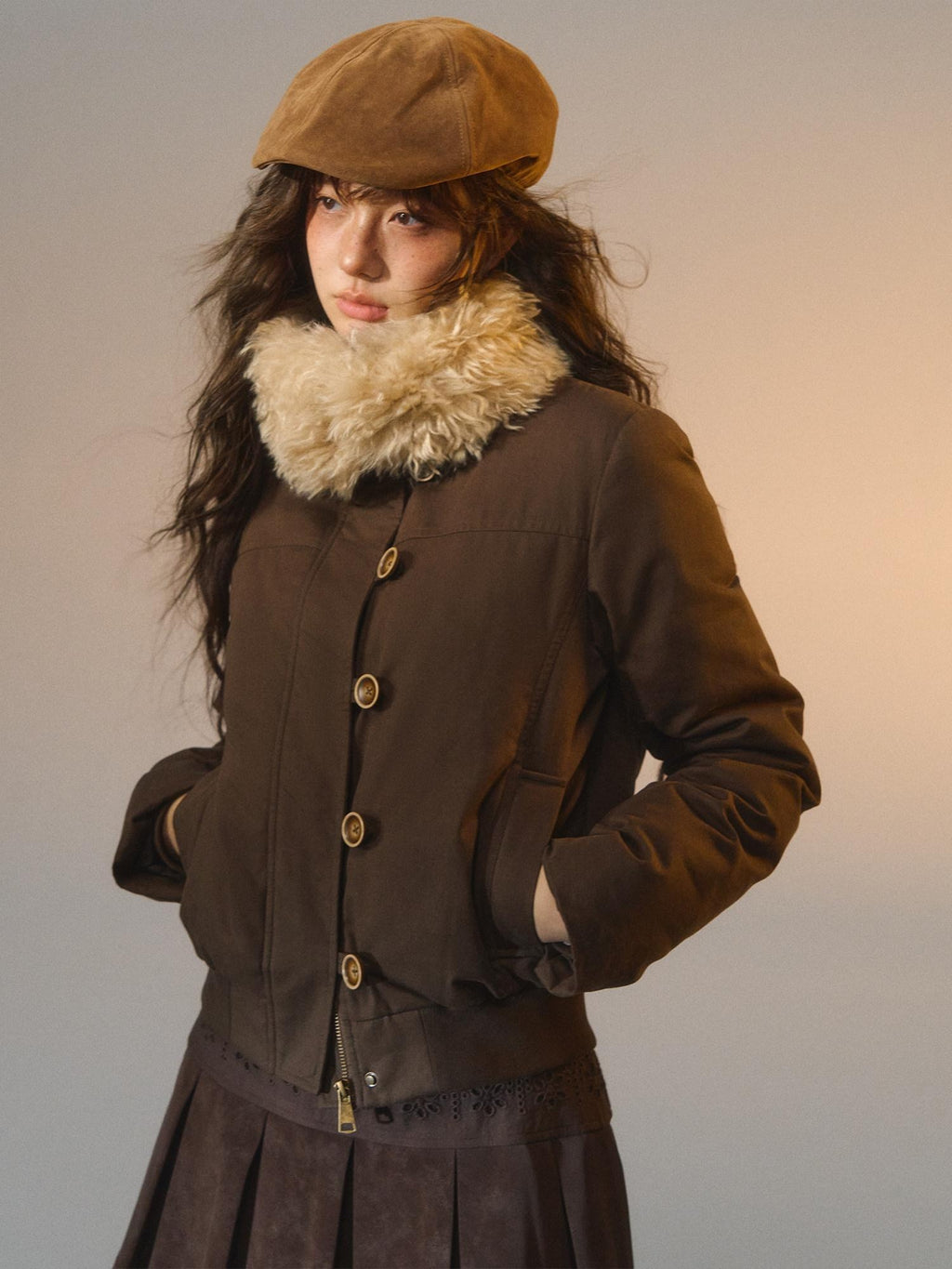 SOMESOWE Eco Friendly 90 Percent White Duck Down Warm Loose Fit Stand Collar Down Jackets