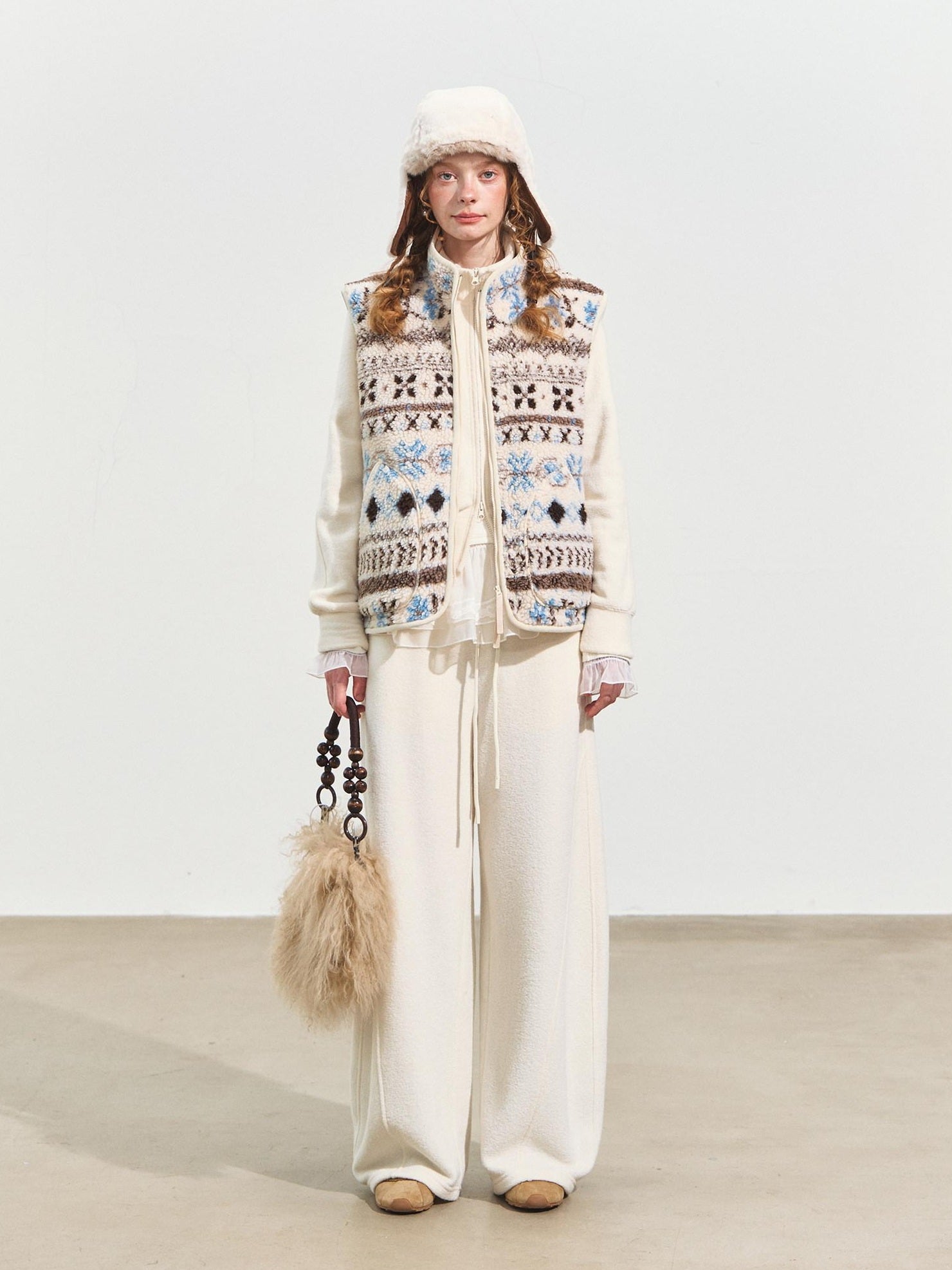 SOMESOWE Cropped Stand Collar Sweatshirt Loose Sexy Women Cream Pants Top & Pants Sets